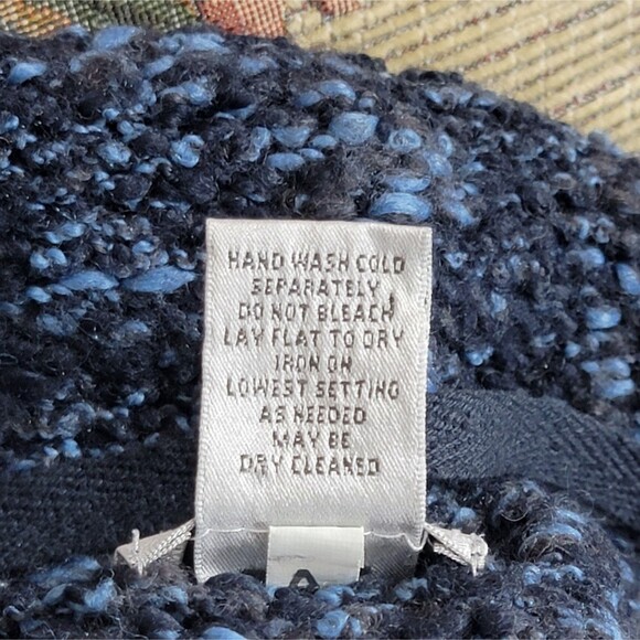 Chicos Cardigan Sweater Vest 1 Womens Medium Blue Black Wool Blend Knit Tunic - Picture 11 of 11